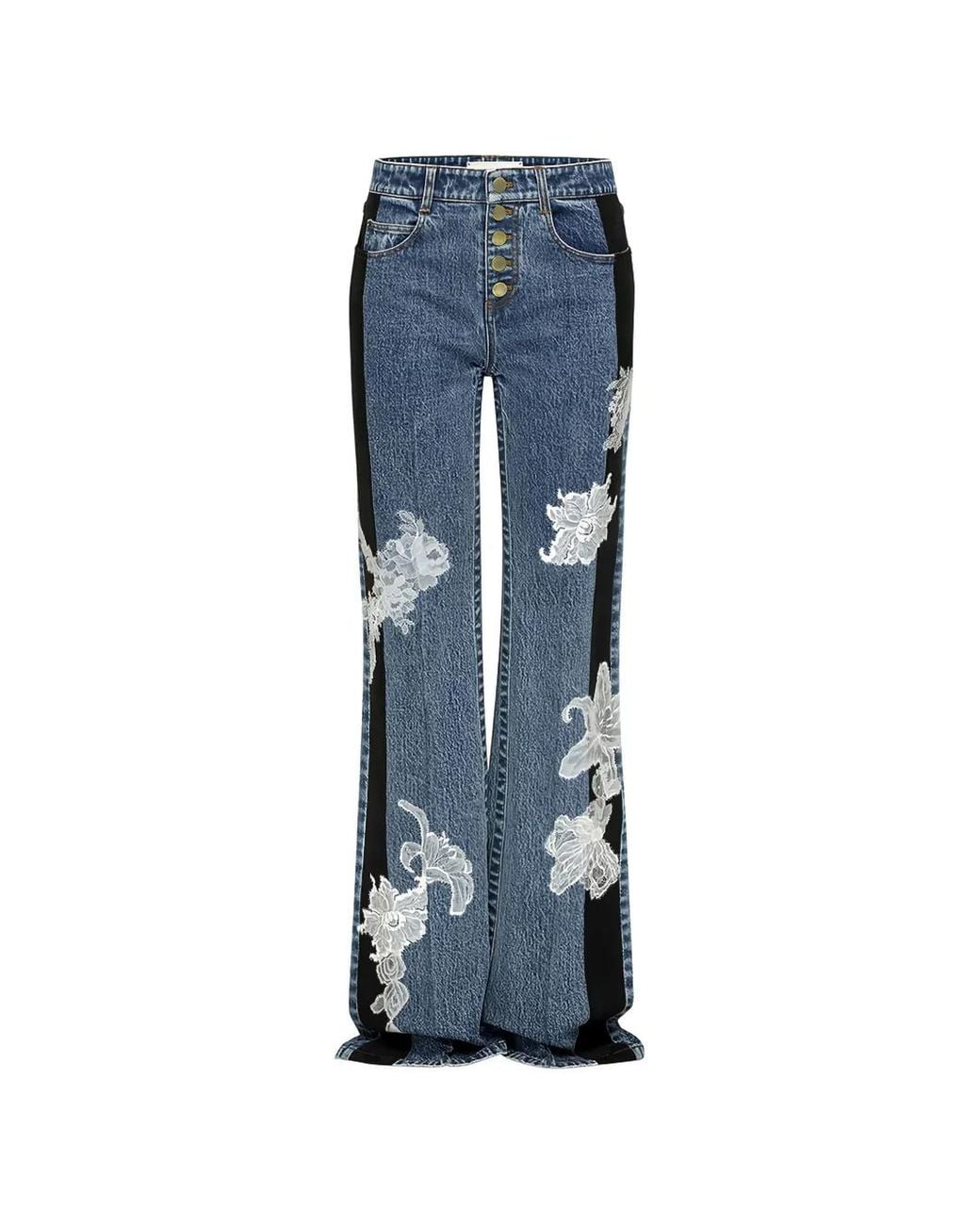 Hellessy Blue Zion Lace-Patchwork Jeans
