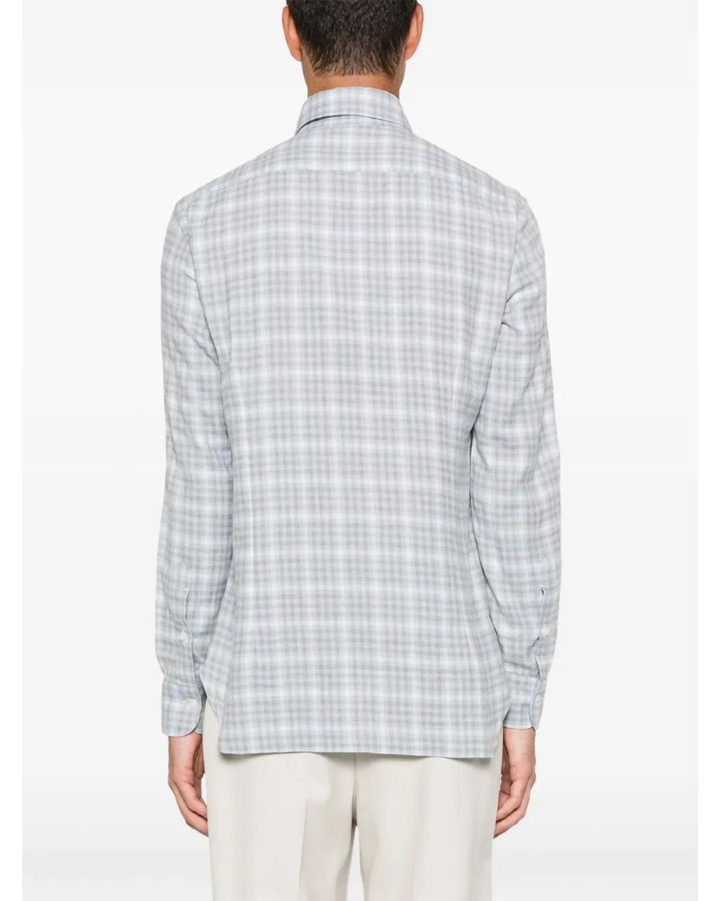Barba Napoli White Checked Shirt for men
