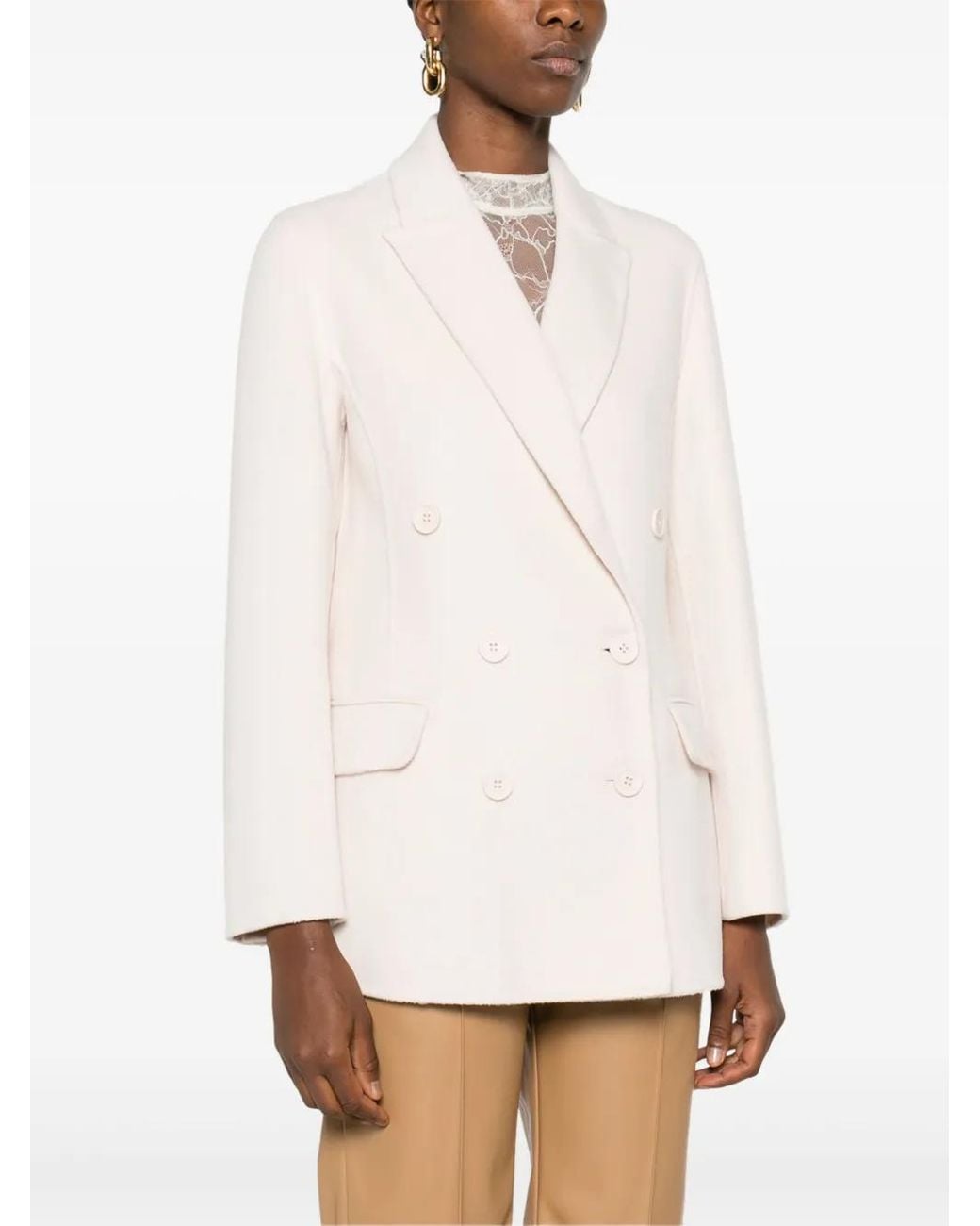 Twinset Natural Double-Breasted Blazer