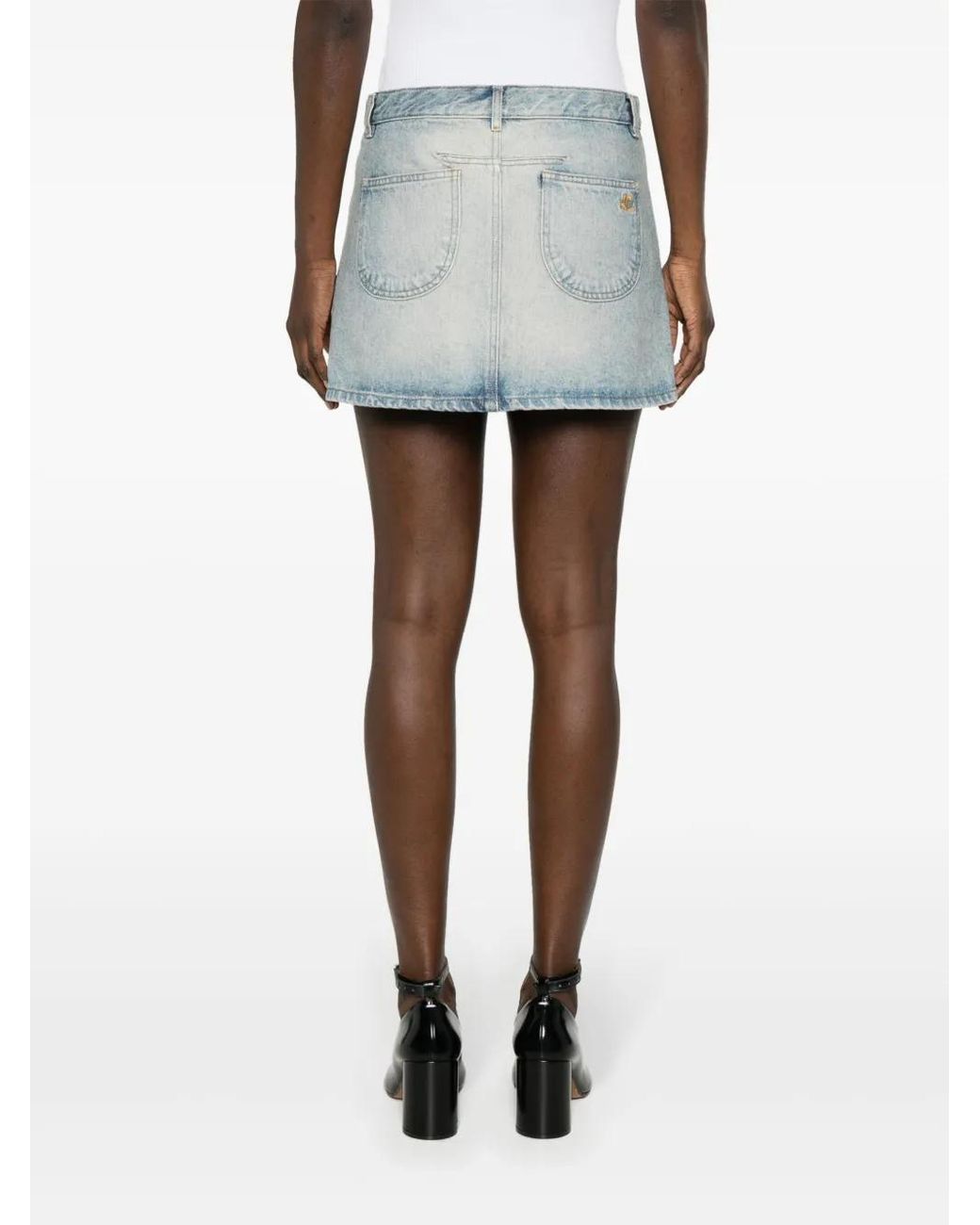 Courreges Blue Thigh-Length Light Denim Mini Skirt