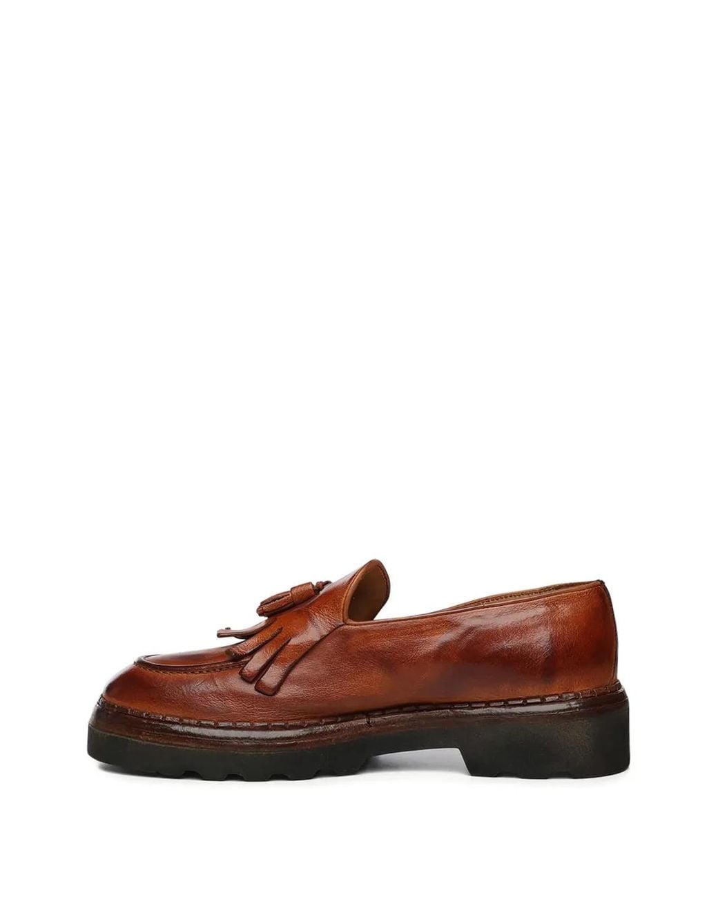 Eleventy Brown Tassel Leather Loafers for men