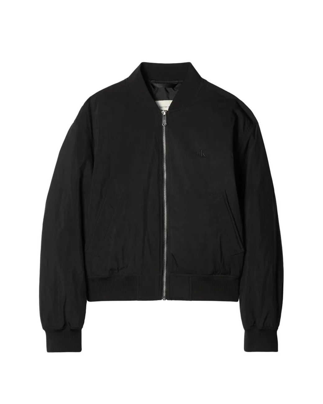Calvin Klein Black Logo-Embroidered Zip-Up Jacket