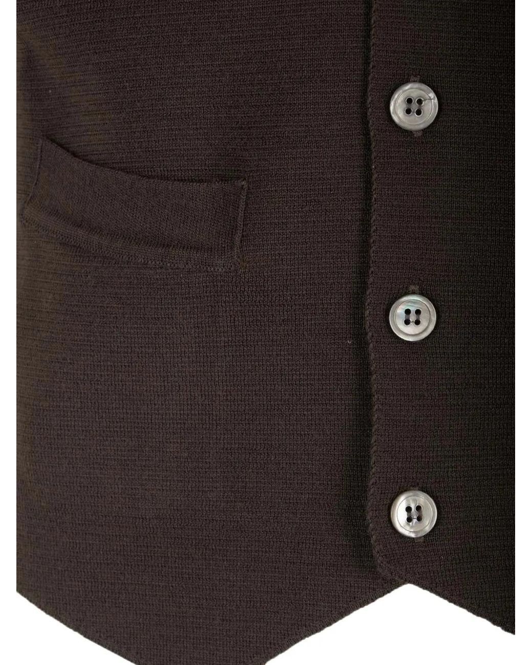 Al Duca D'aosta Black Knitted Button-Up Gilet for men