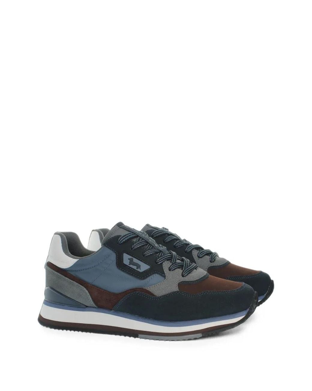 Harmont & Blaine Blue Panelled Lace-Up Sneakers for men