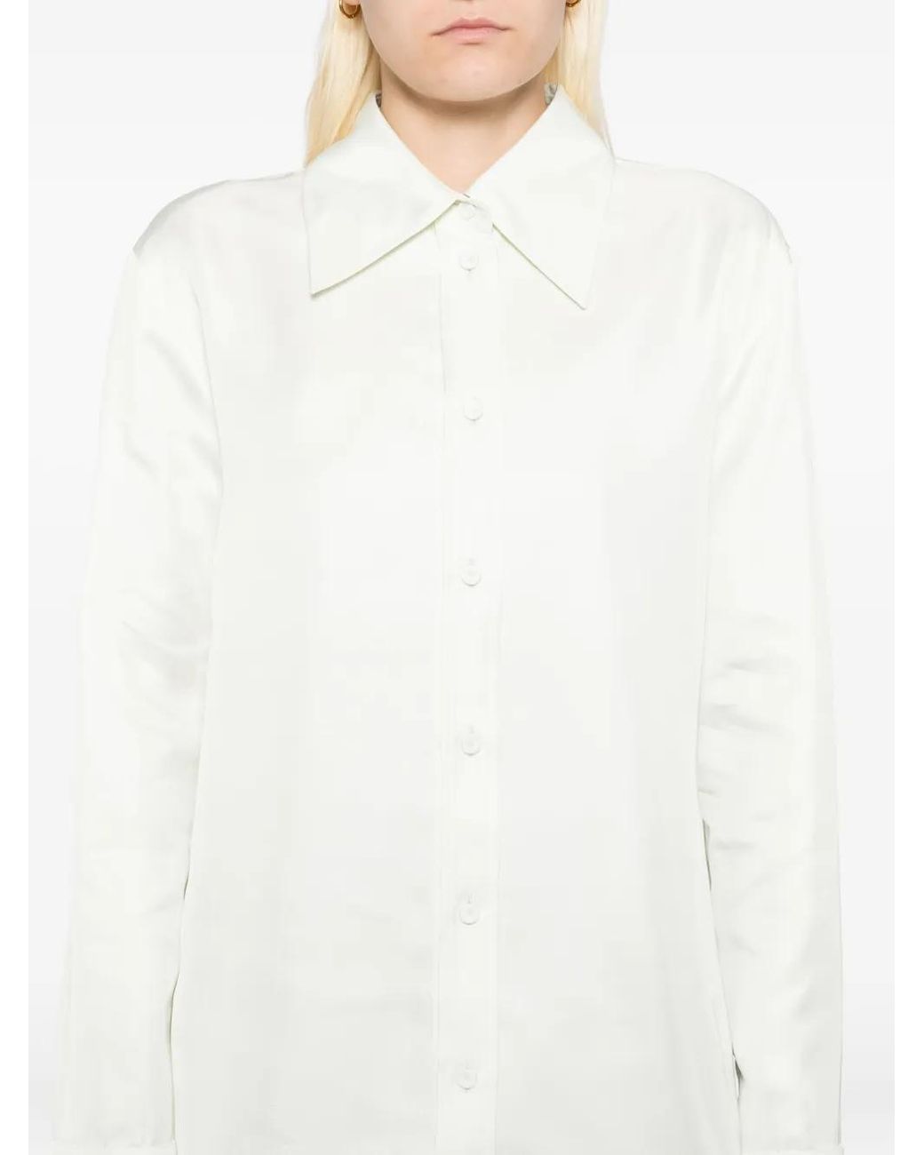 Jil Sander Flared Blouse in het White