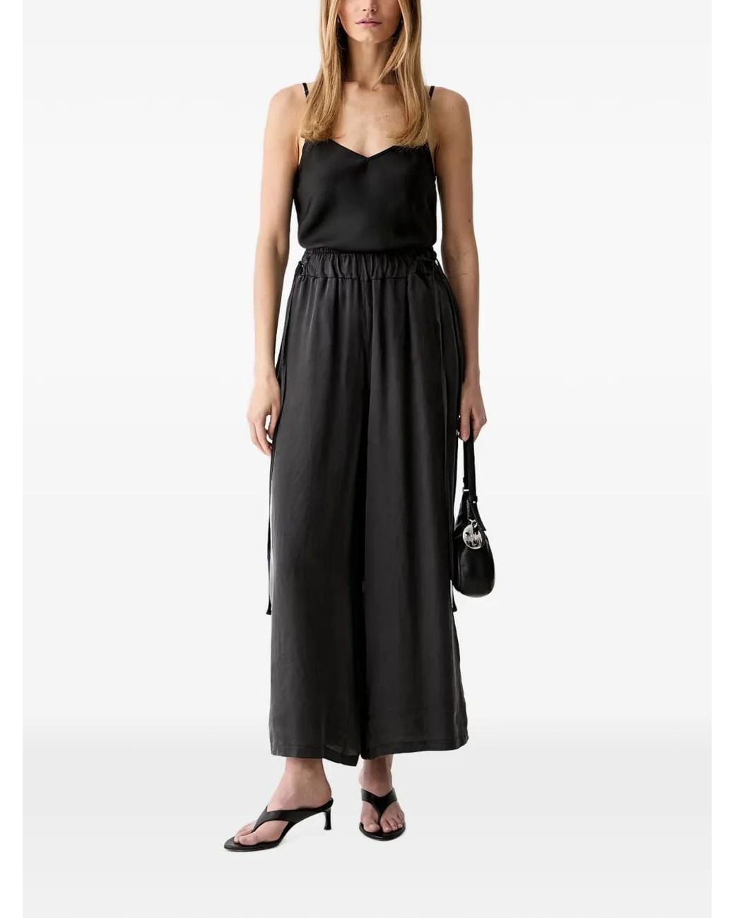 ViCOLO Black Elasticated Drawstring-Waist Trousers