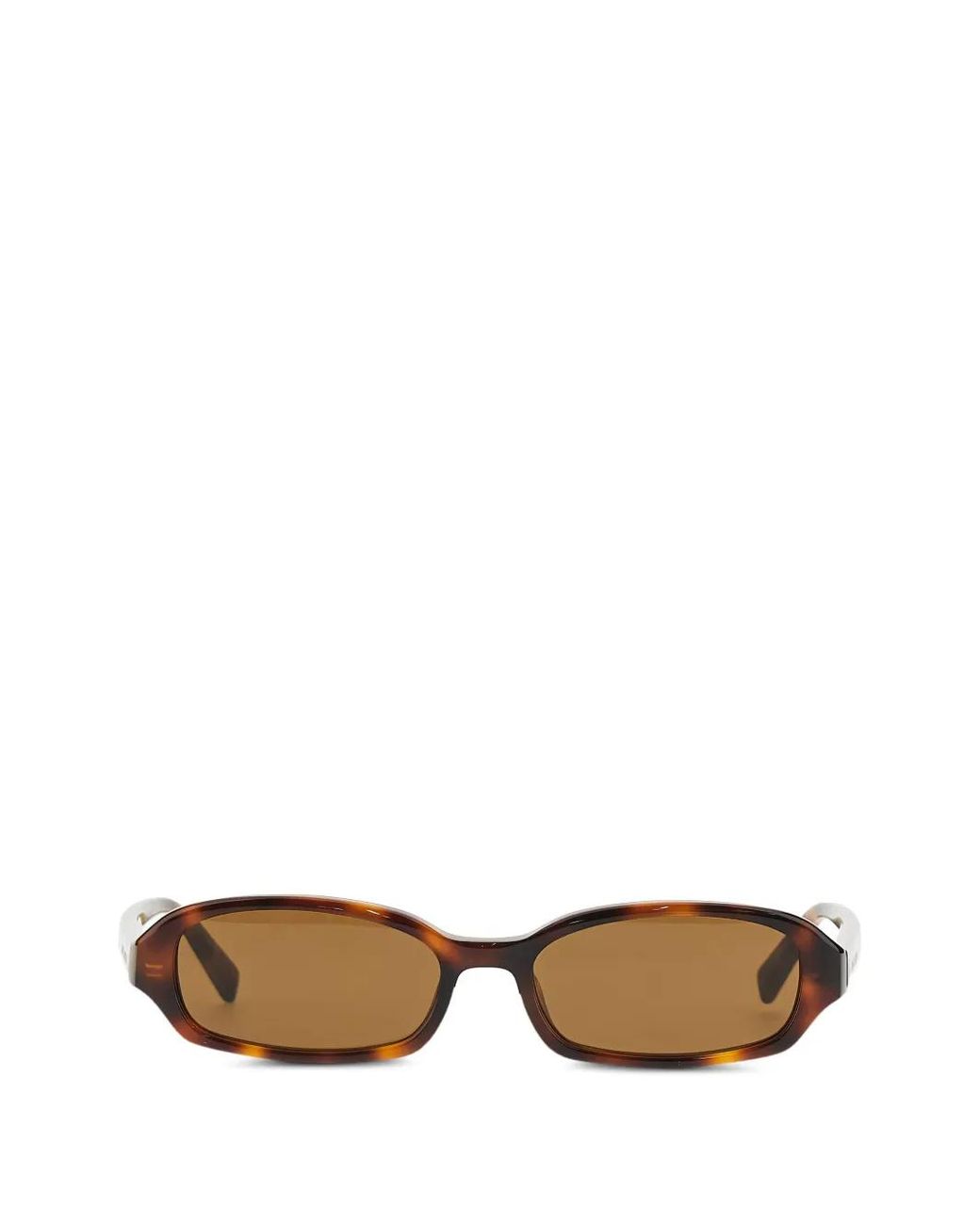 Saint Laurent Brown Erin Tortoiseshell-Effect Rectangle-Frame Sunglasses