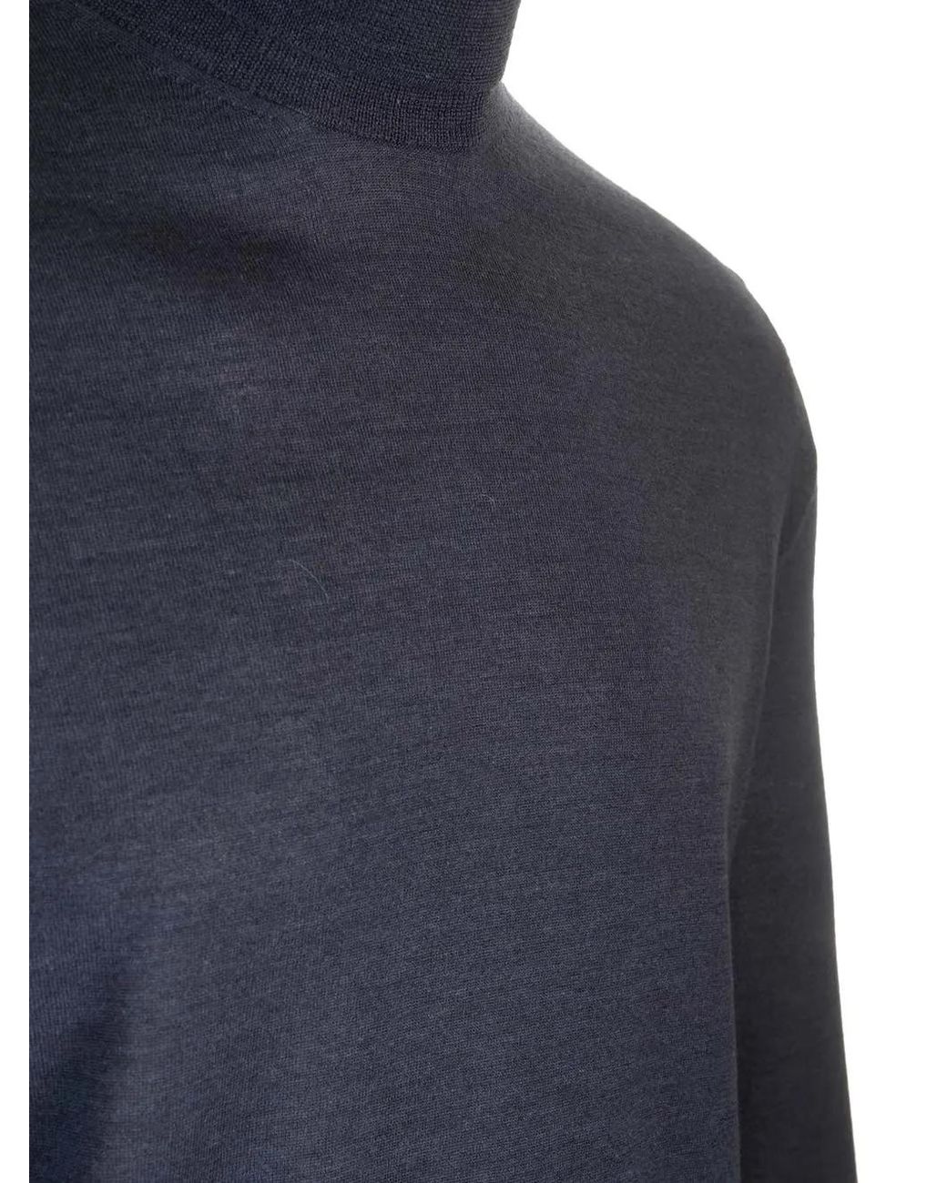 Al Duca D'aosta Blue Dolcevita Fine-Knit Roll-Neck Sweater for men