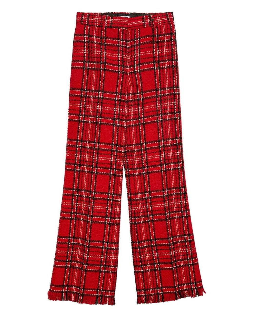 MSGM Red Gerade Hose Mit Karomuster