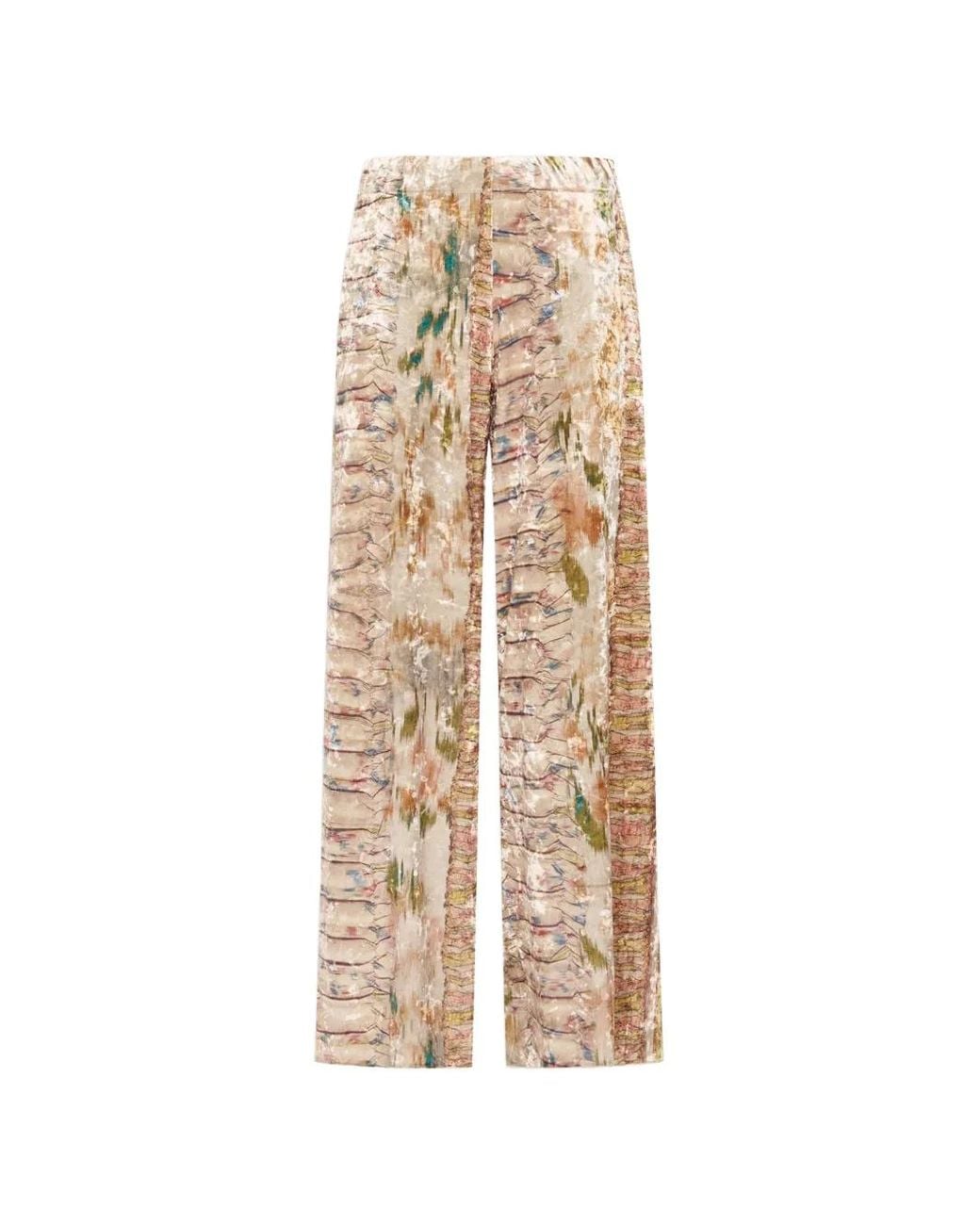 Pierre Louis Mascia Natural Abstract-Print Palazzo Pants
