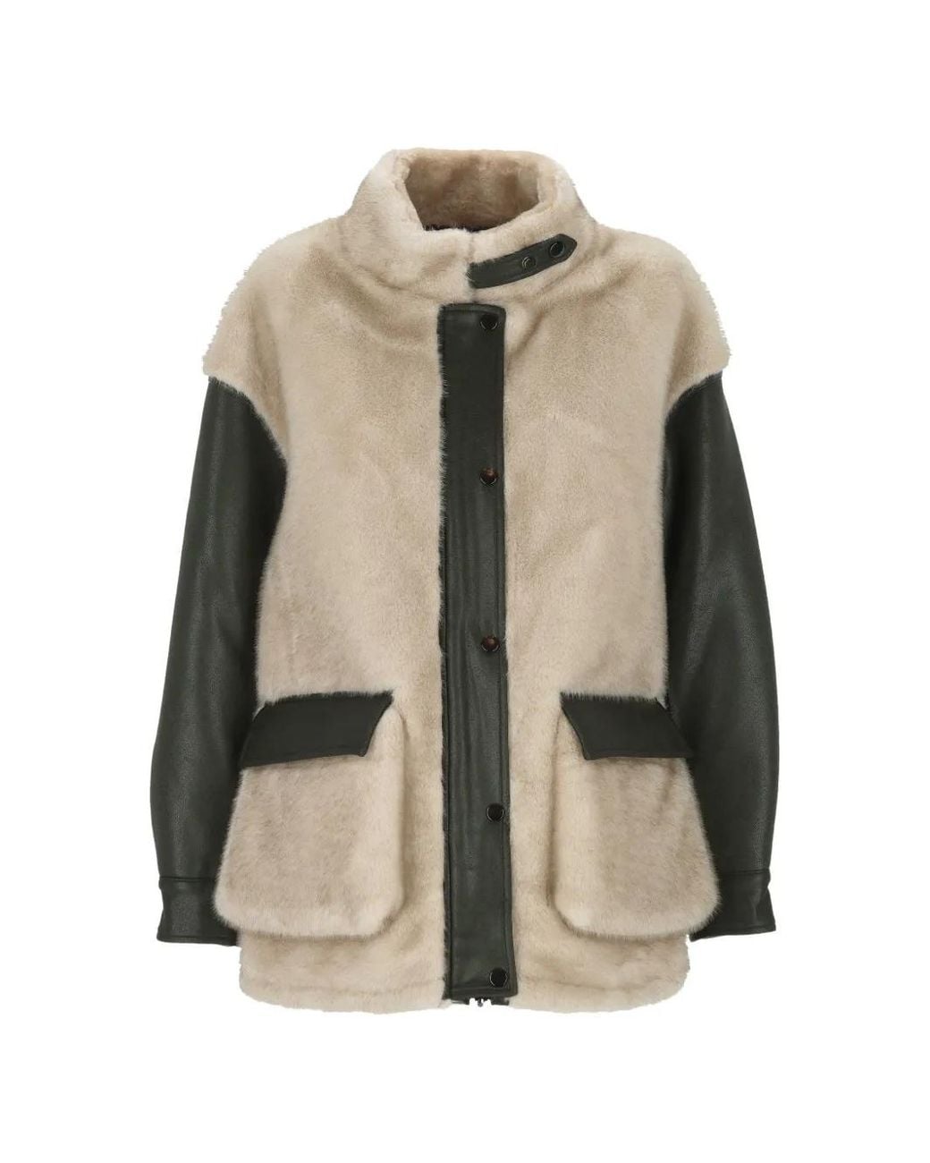 Urbancode Natural Faux-Fur Panelled Jacket