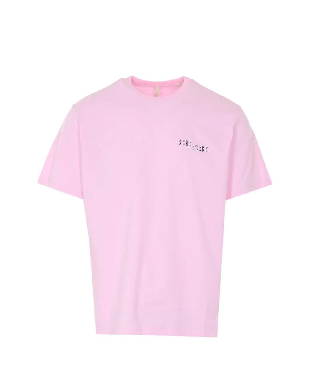 sunflower Pink Crewneck Print Logo T-Shirt for men