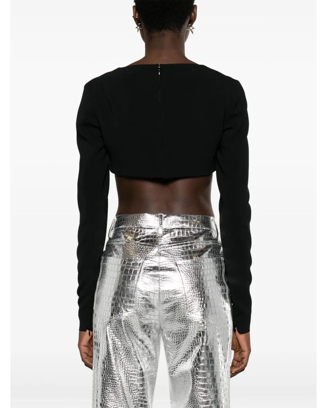 DSquared² Black Long-Sleeved Cropped Top