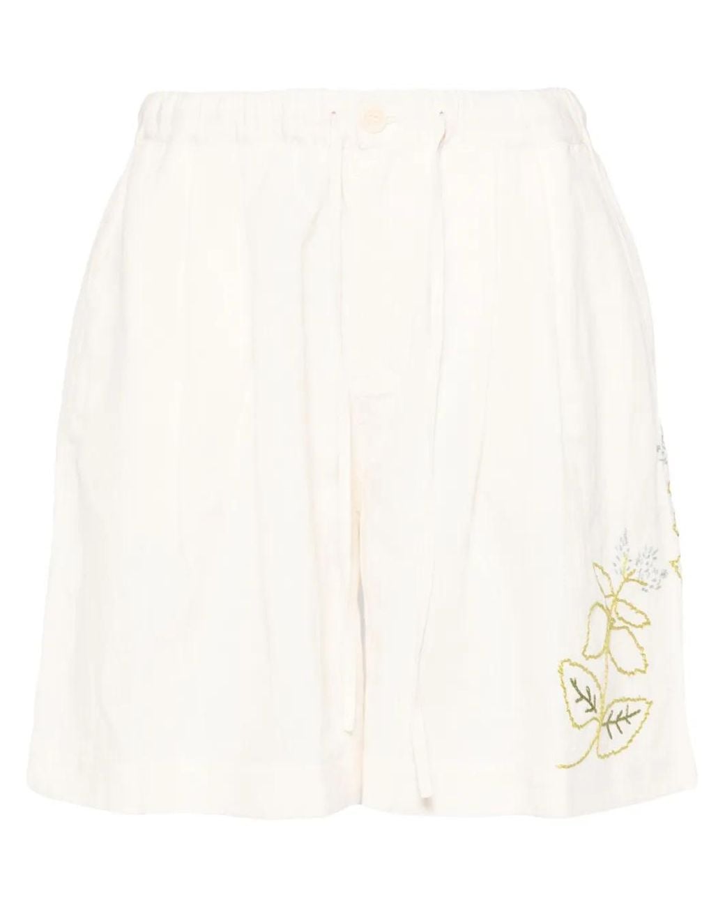 STORY mfg. White Bridge Floral-Embroidered Shorts for men