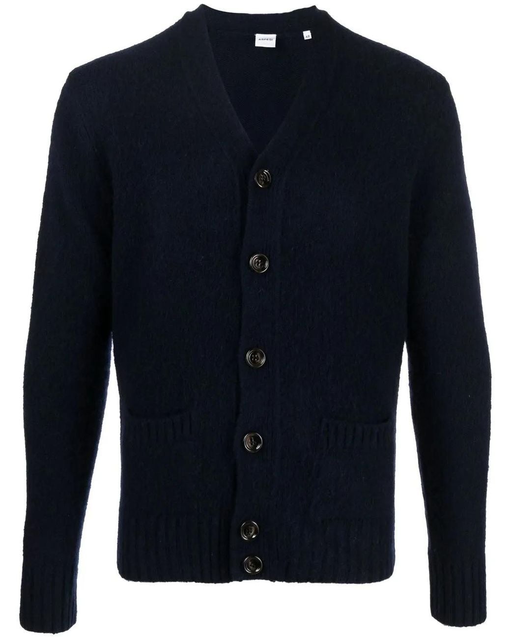 Aspesi Blue Button-Up Wool Cardigan for men