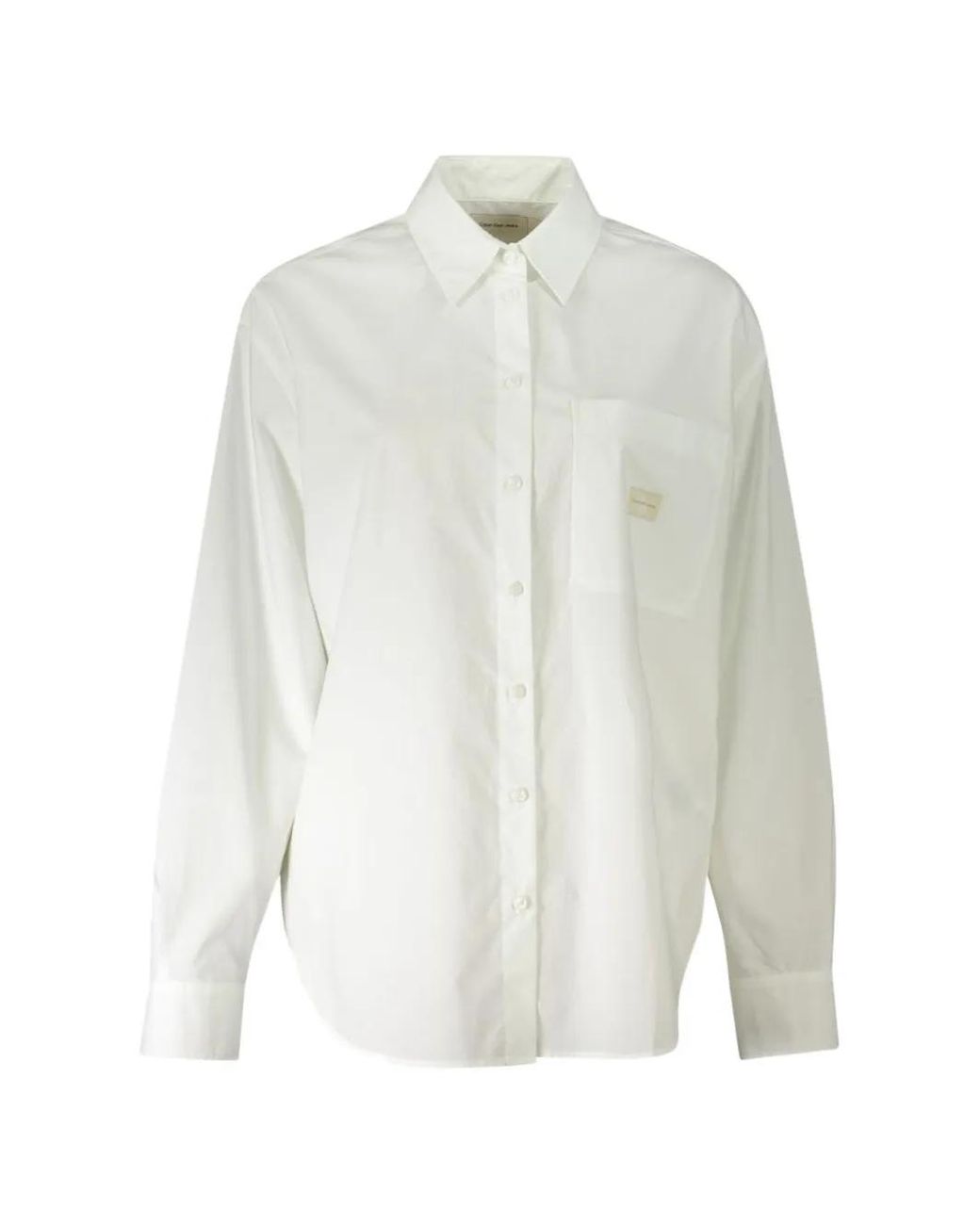 Calvin Klein White Logo-Patch Button-Down Shirt