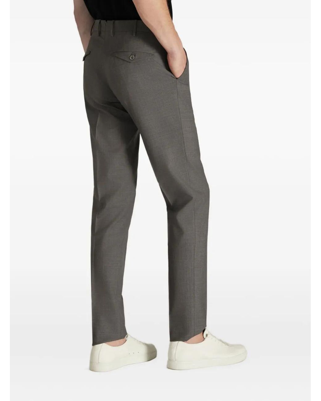 Slowear Gray Flap-Pocket Wool Trousers for men