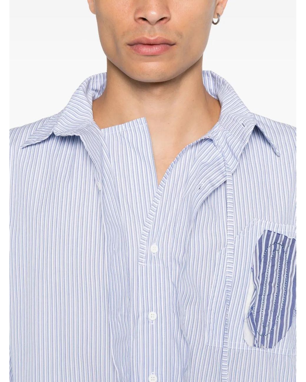 OTTOLINGER Blue Striped Patch-Pocket Shirt