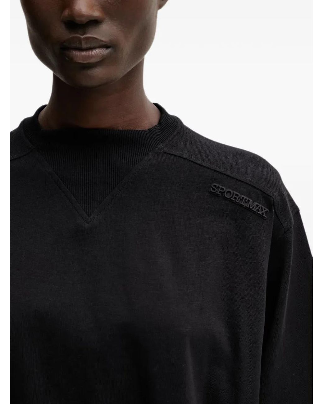 Sportmax Black Logo-Patch Cropped T-Shirt