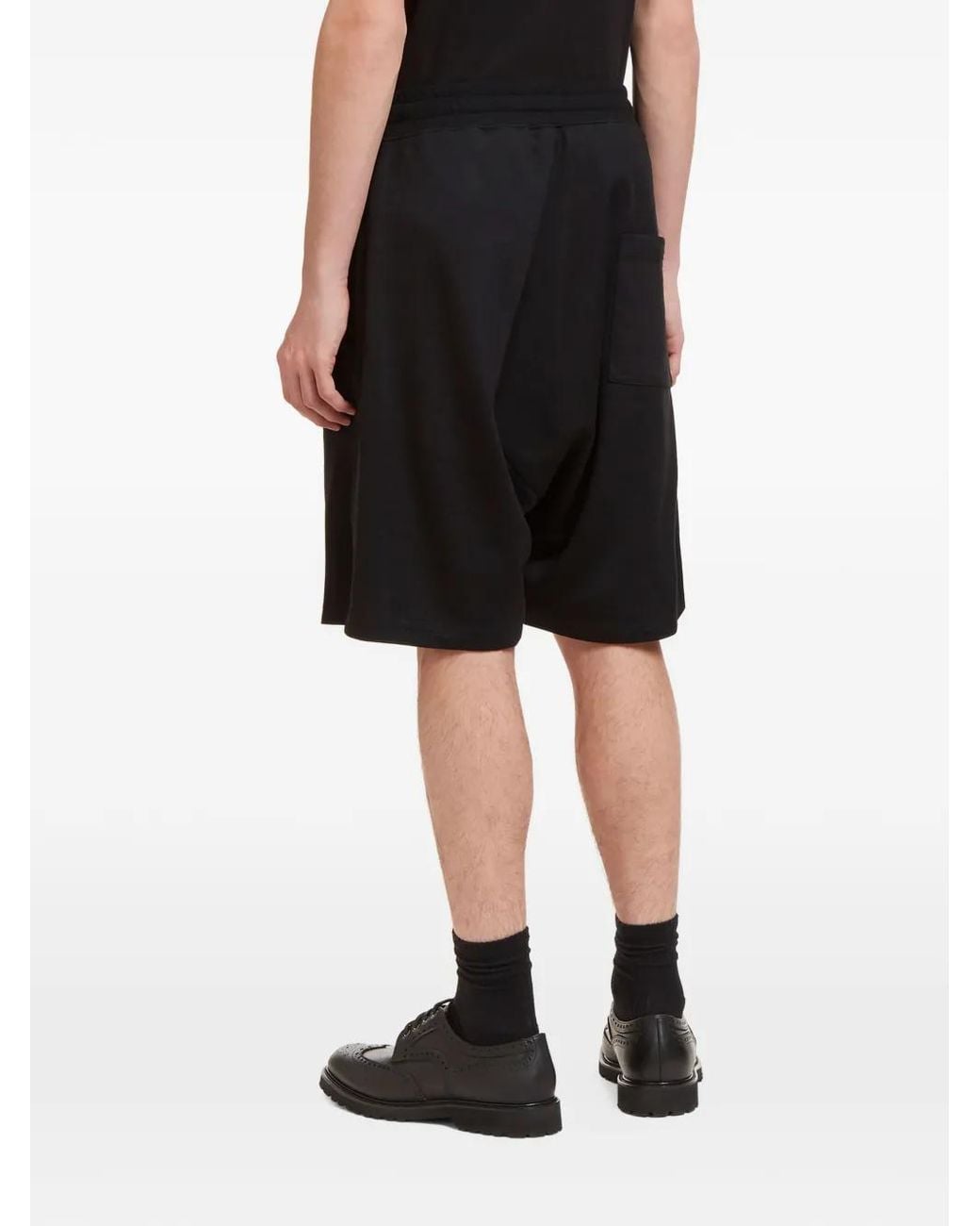Aiezen Black Drawstring-Fastening Dropped Crotch Shorts for men