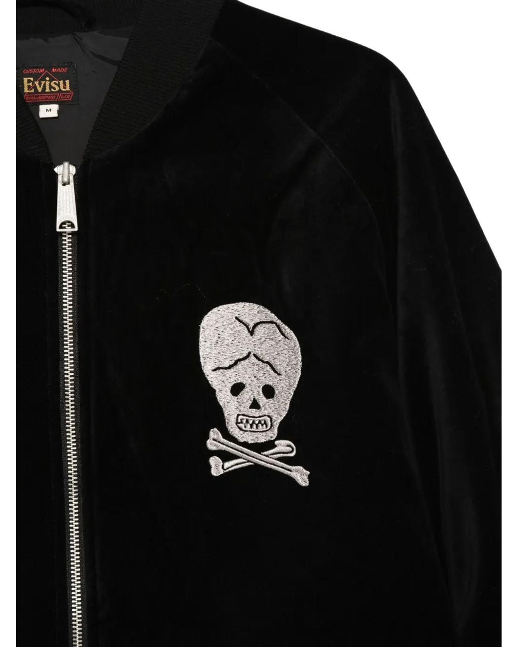 Evisu Black Embroidered Bomber Jacket for men