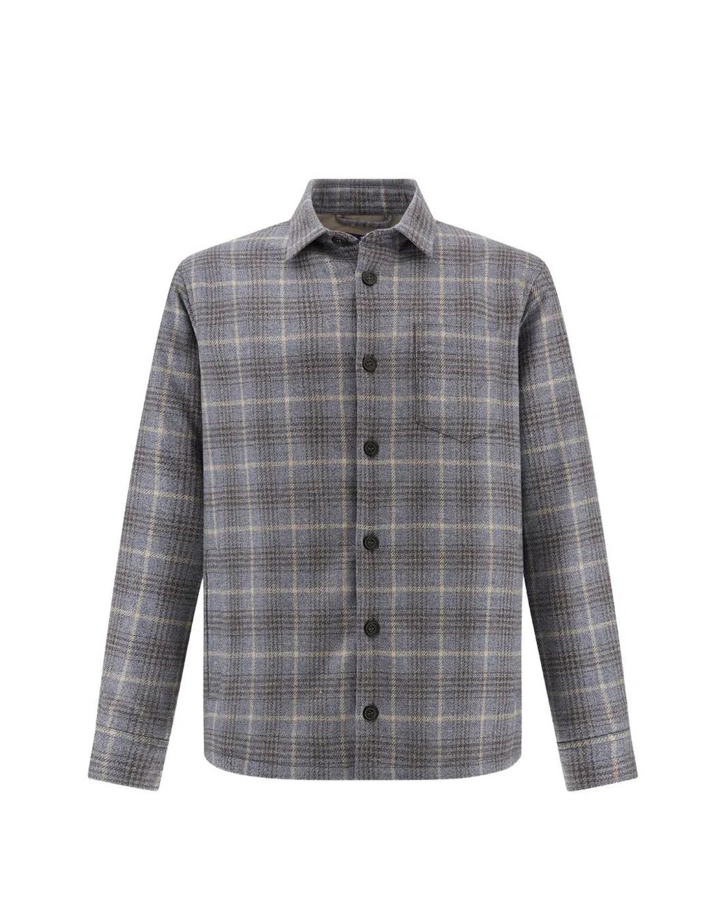 Paul & Shark Gray Checked Wool Overshirt for men