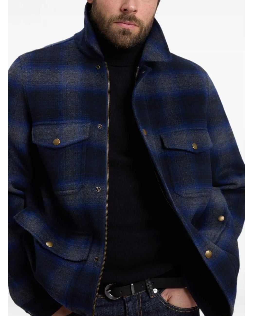 Woolrich Blue Checked Shirt Jacket for men