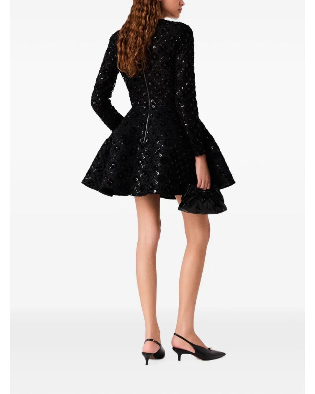 Maje Black Sequin-Embellished Mini Dress