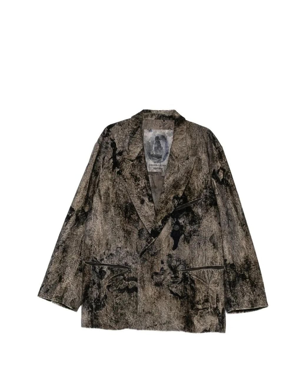 Ziggy Chen Brown Crinkled-Finish Double-Breasted Jacket for men