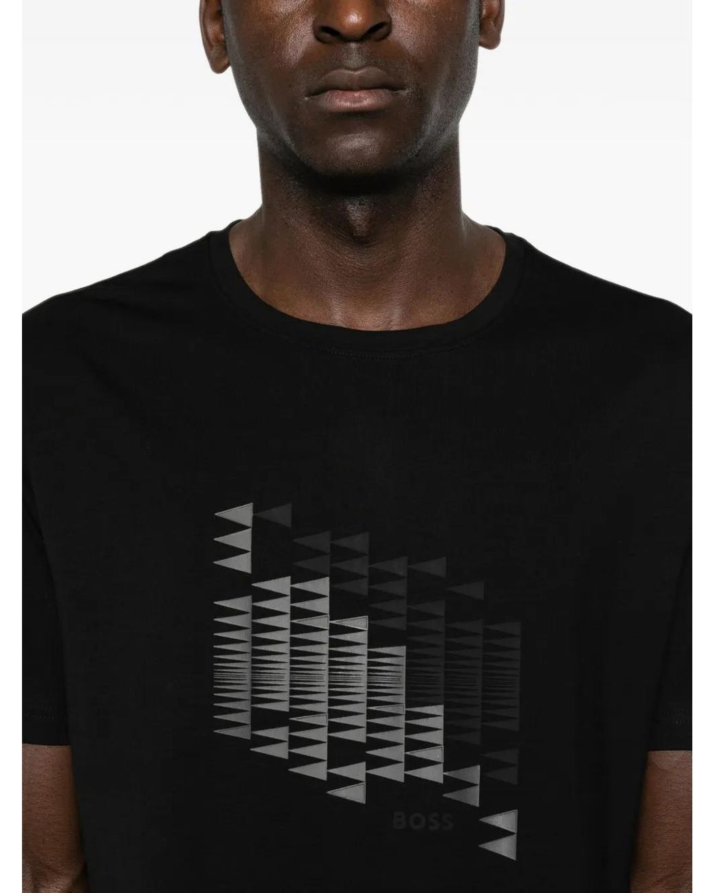 Boss Black Geometric-Print T-Shirt for men
