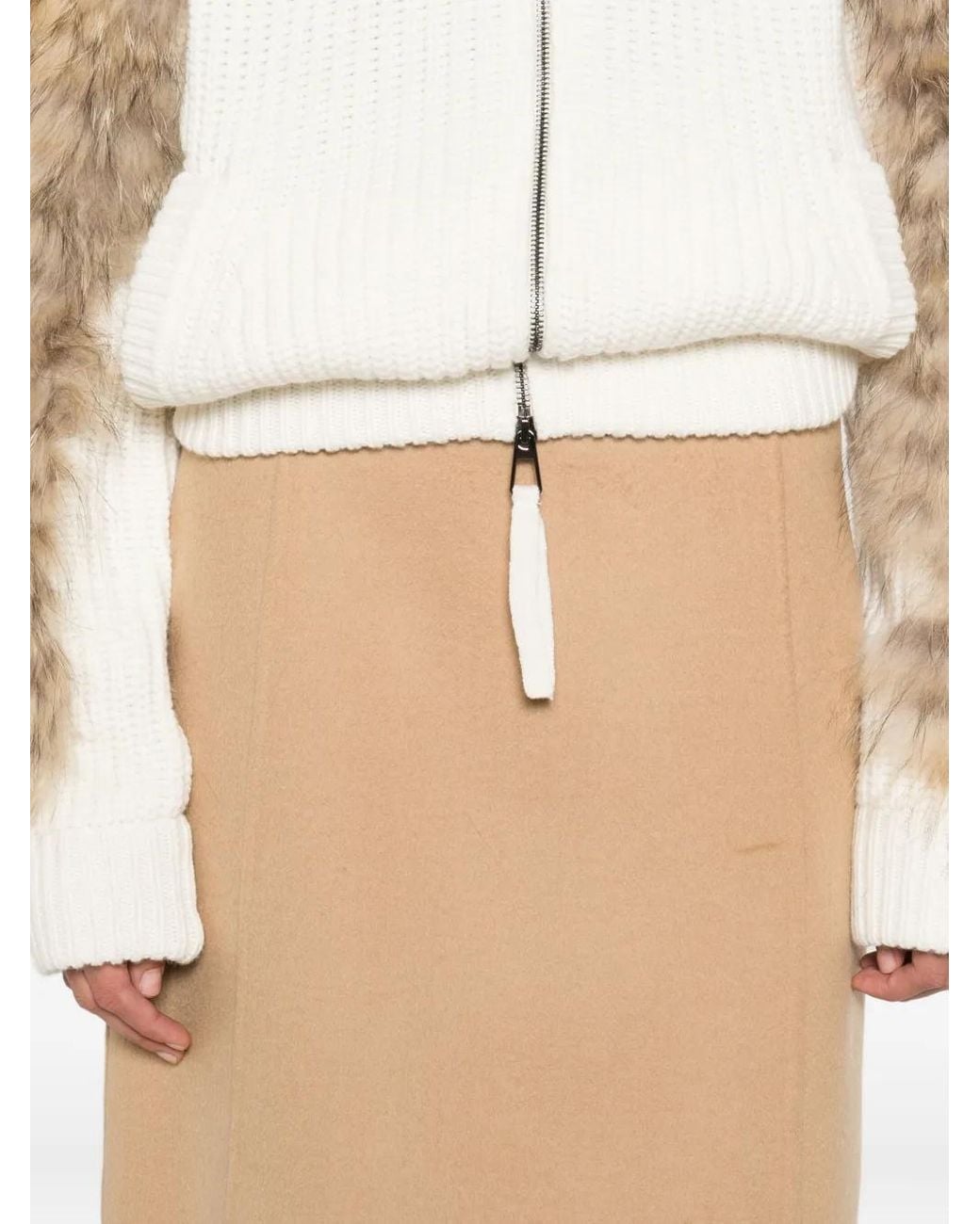P.A.R.O.S.H. Natural Side-Split Wool Skirt