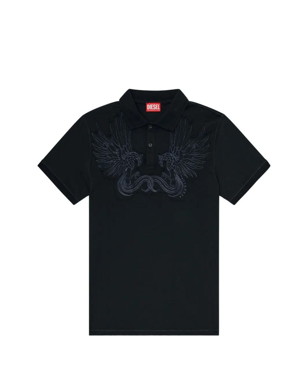 DIESEL Black T-Phen Embroidered Polo Shirt for men