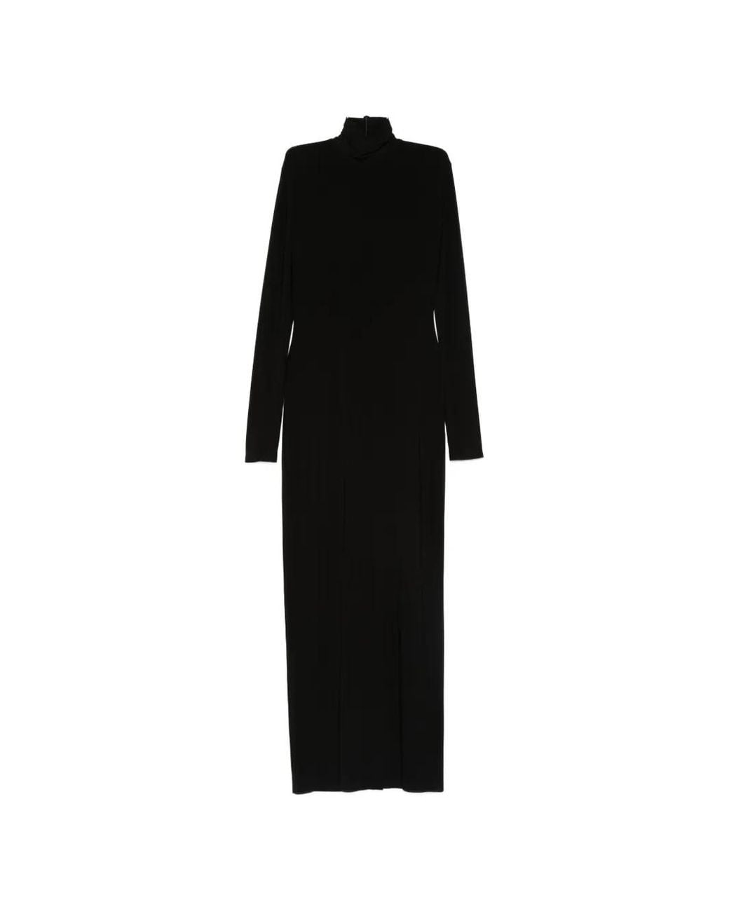 Norma Kamali Black Turtle-Neck Long Dress