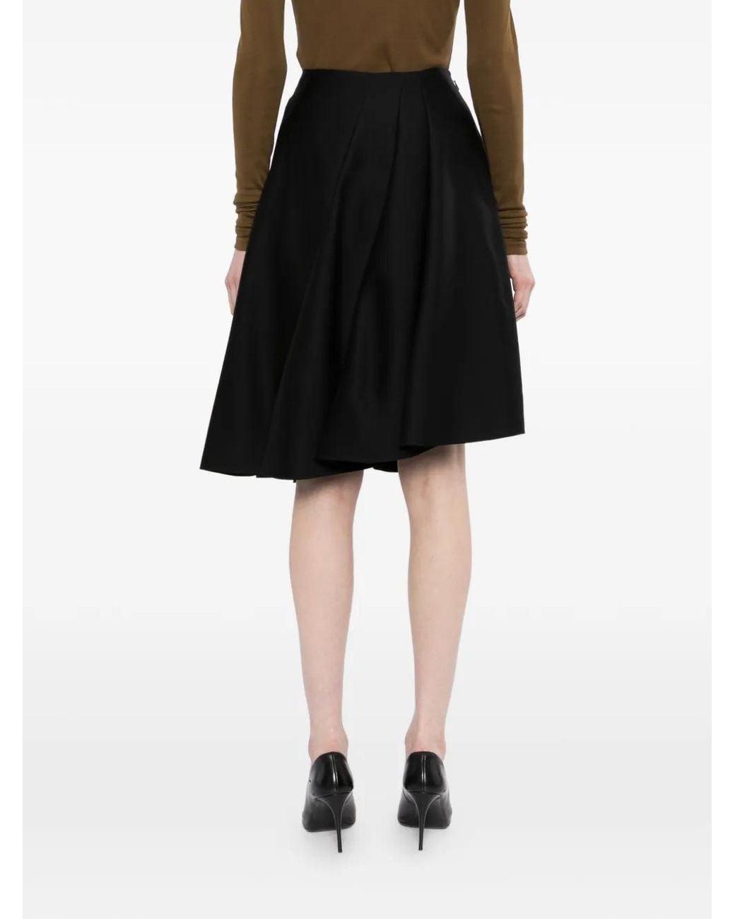 JNBY Black Asymmetric Pleated Skirt