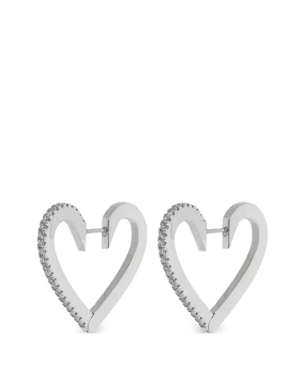 CADAR White Endless Heart Diamond Hoop Earrings