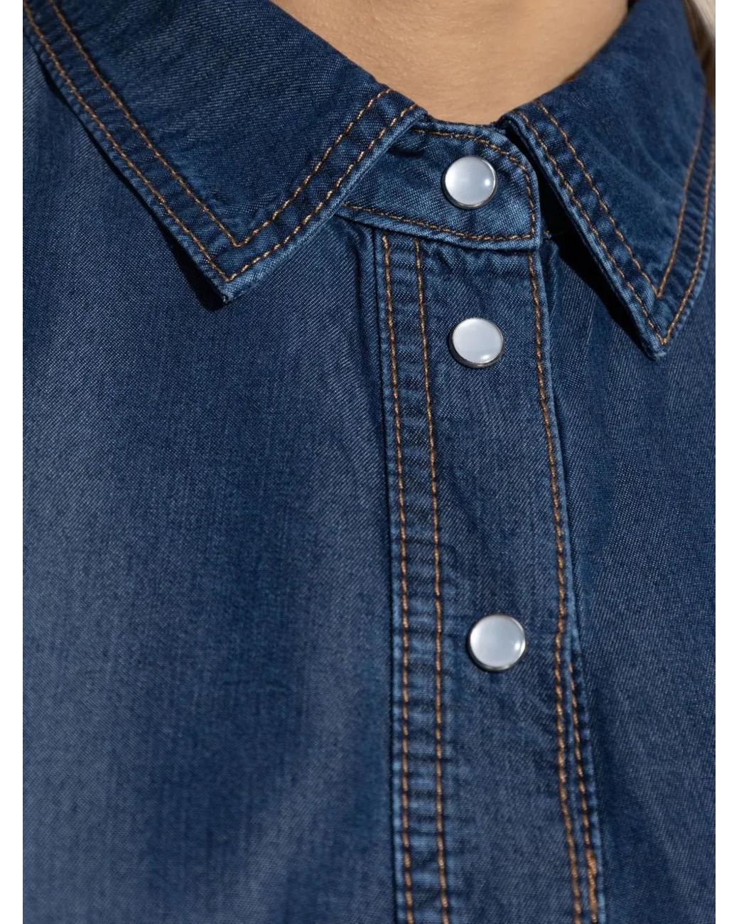 Munthe Blue Denim Belted Blouse