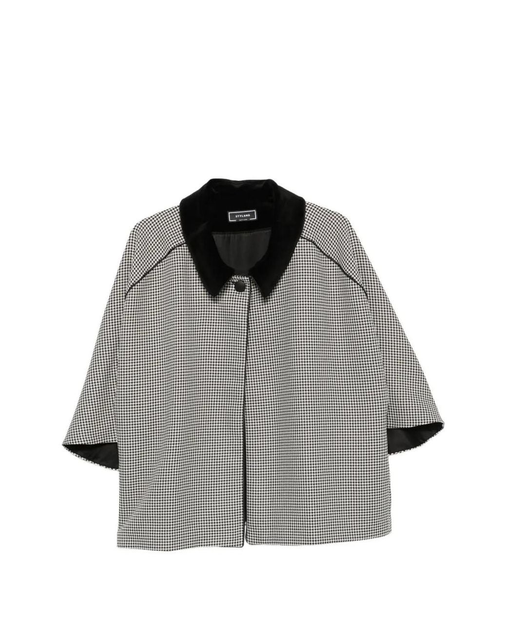 Styland Gray Houndstooth-Pattern Coat