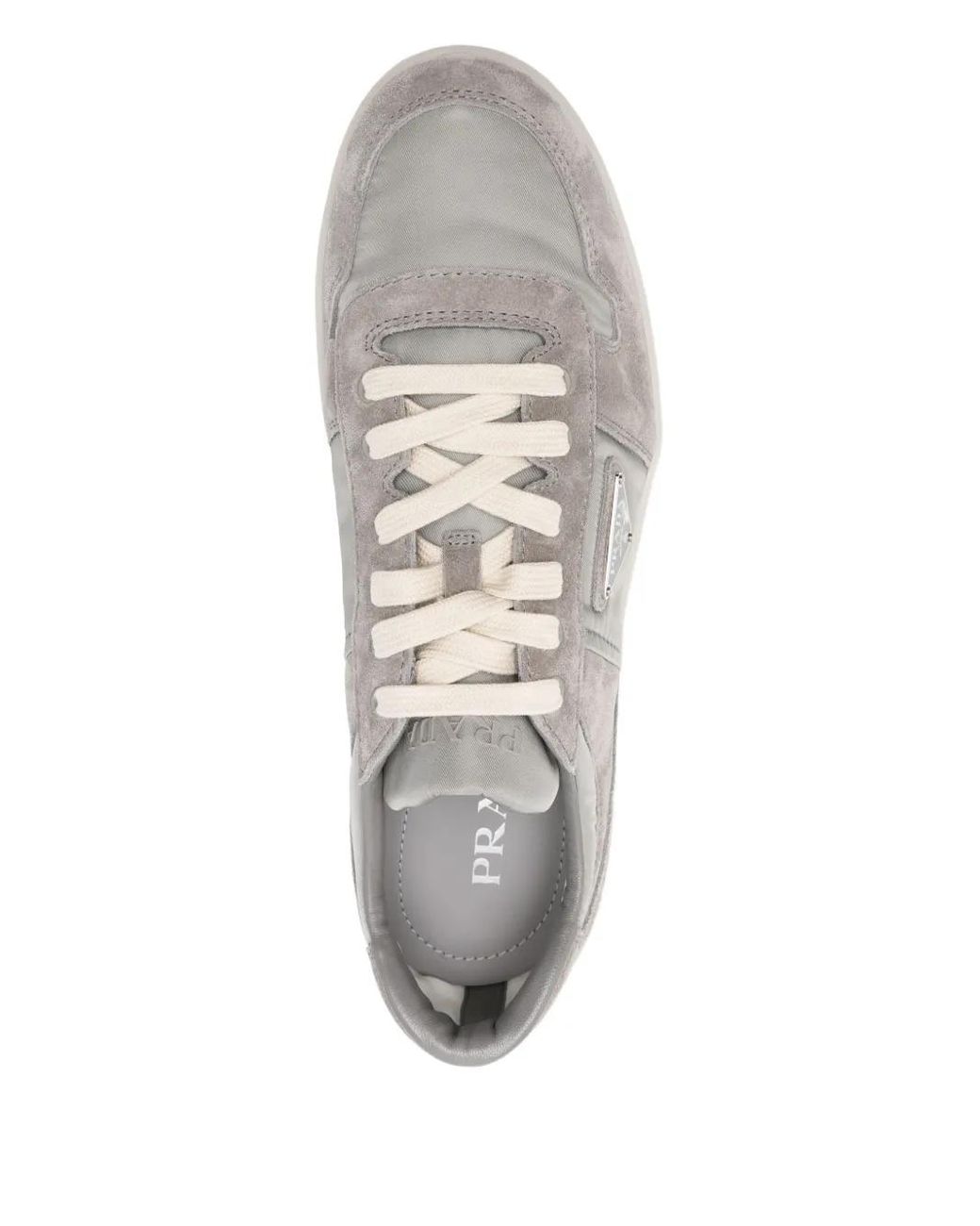 Prada White Downtown Suede-Leather Sneakers for men