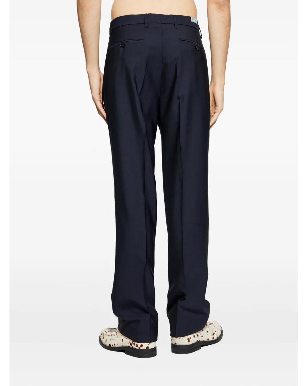 Etro Blue Darted Wool Trousers for men