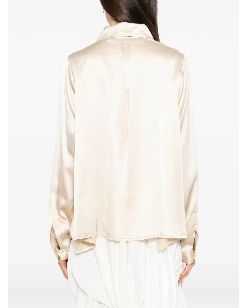 A Tentative Atelier White Drapy Washed Stitch Shirt