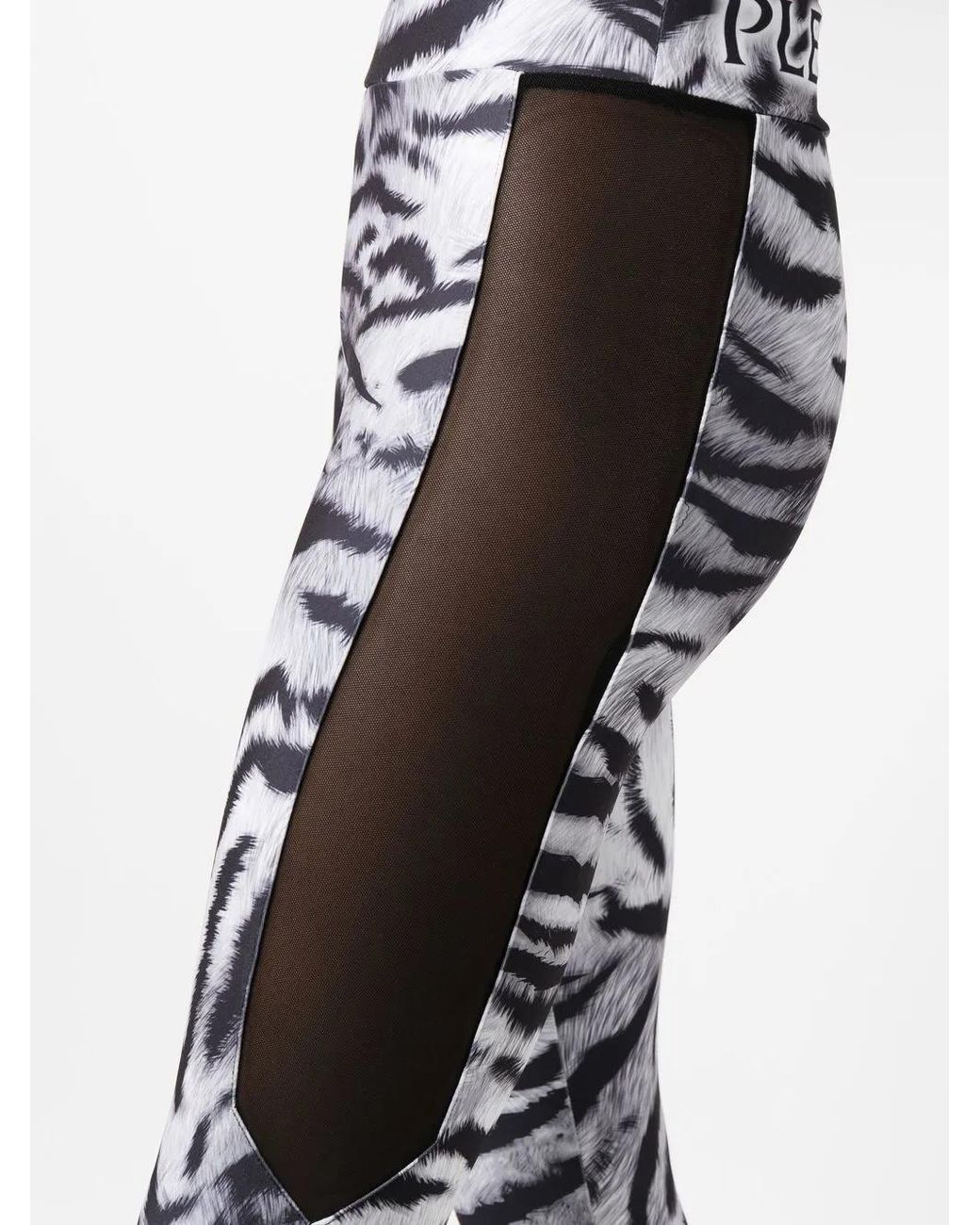 Philipp Plein Gray Tiger High-Waist Leggings