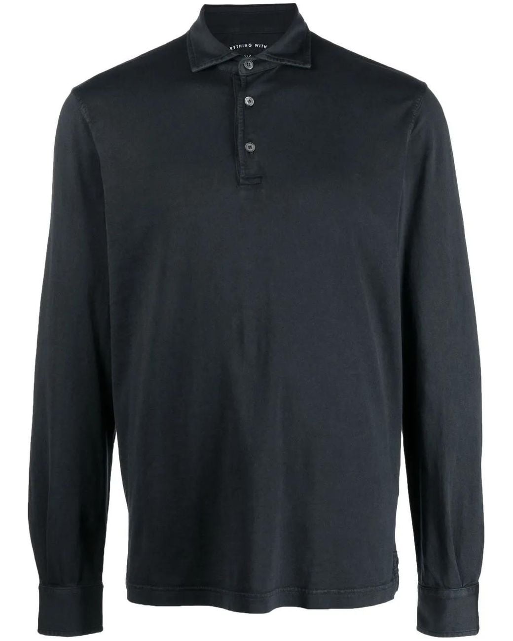 Fedeli Blue Long-Sleeve Polo Shirt for men