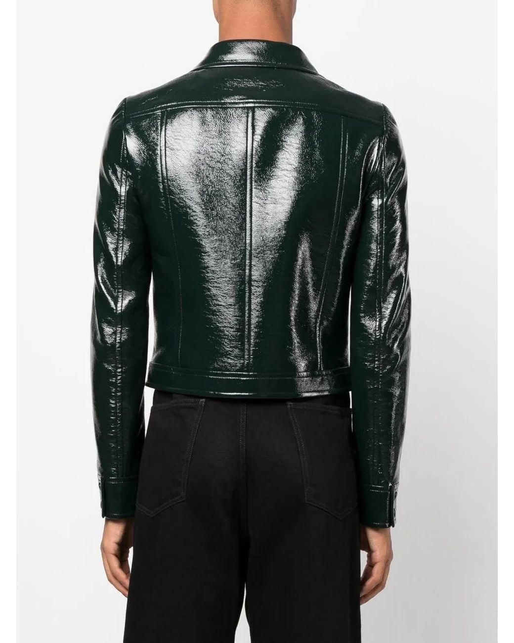 Courreges Black Button-Up Faux-Leather Jacket for men