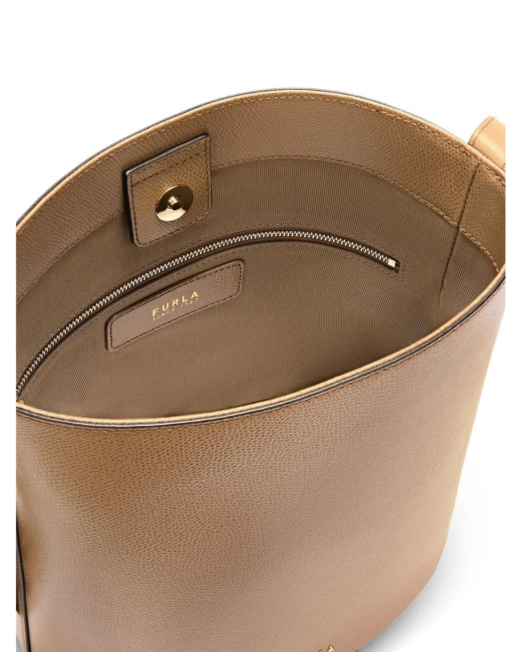Furla Gray Roxie" Ares Leather Small Bucket Bag