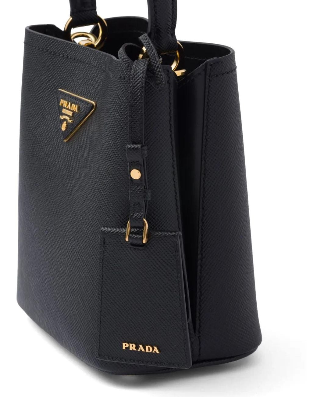 Prada Black Small Saffiano Leather Panier Bag