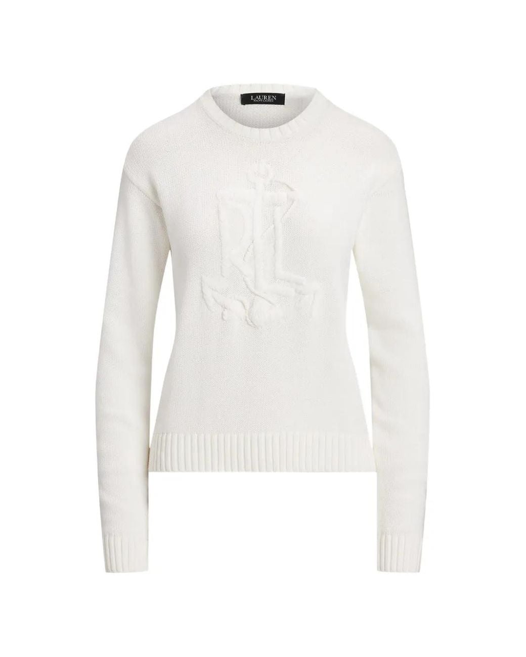 Ralph Lauren White Embroidered-Logo Sweater