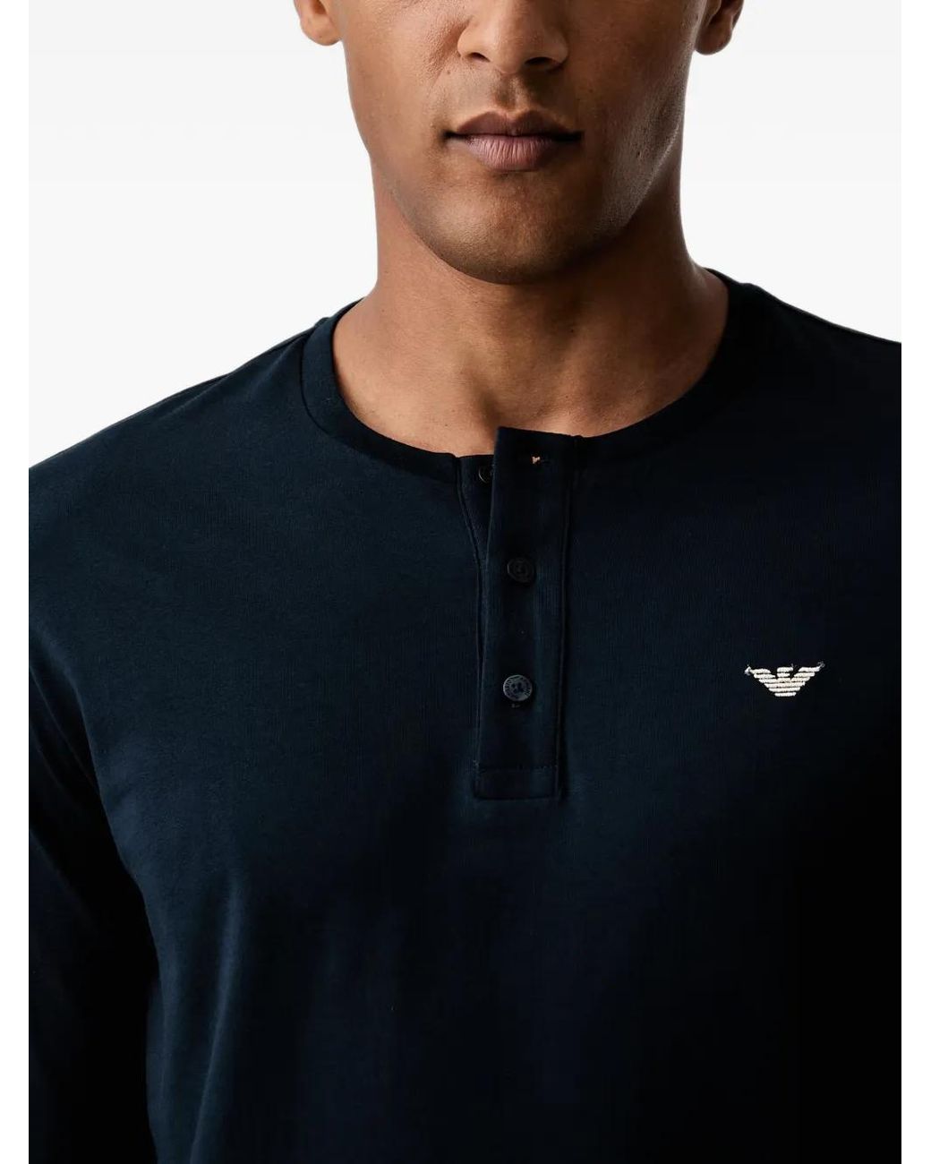 Emporio Armani Blue Logo-Embroidered Geometric-Print Pajamas for men