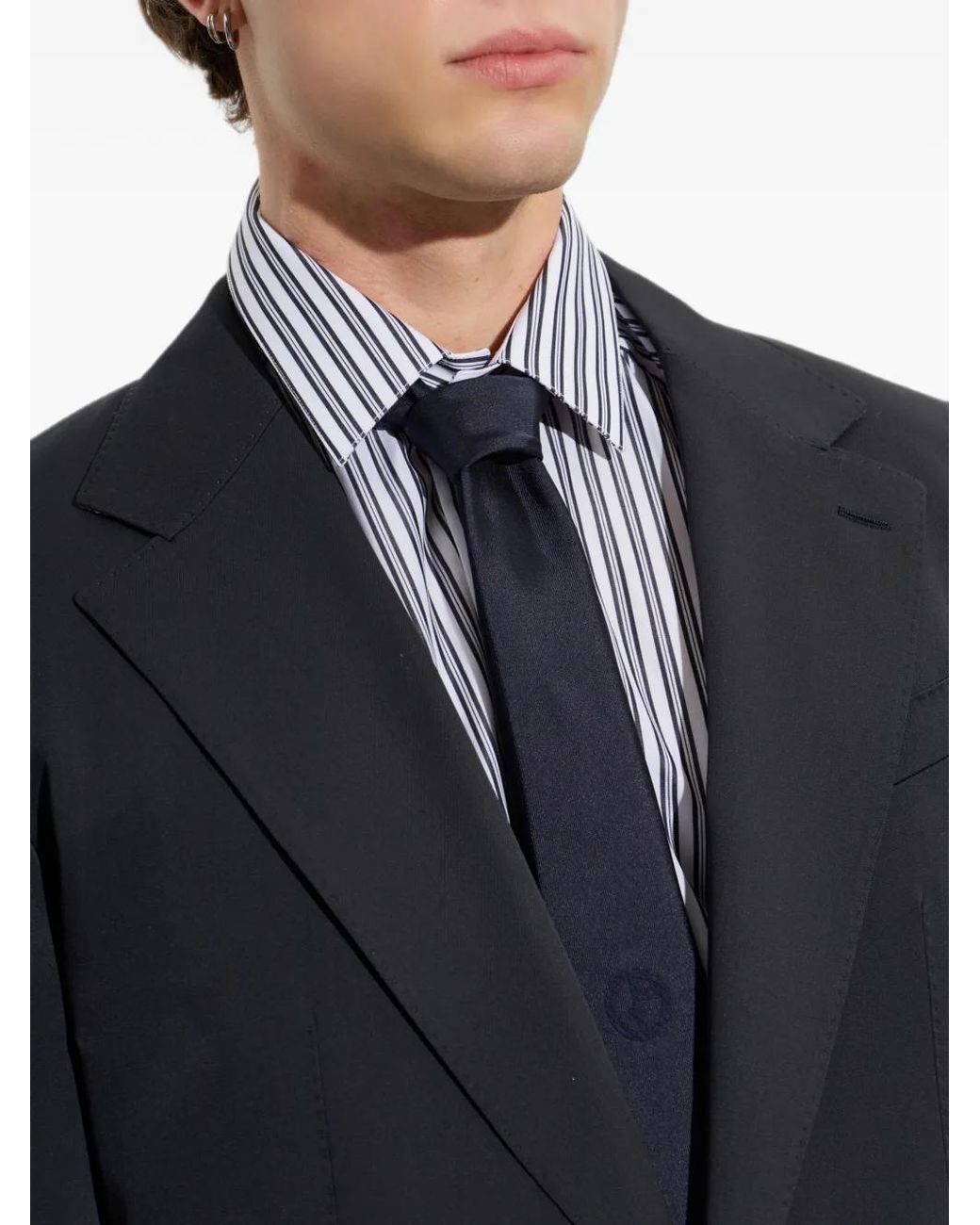 Giorgio Armani Blue Logo-Embroidered Tie for men