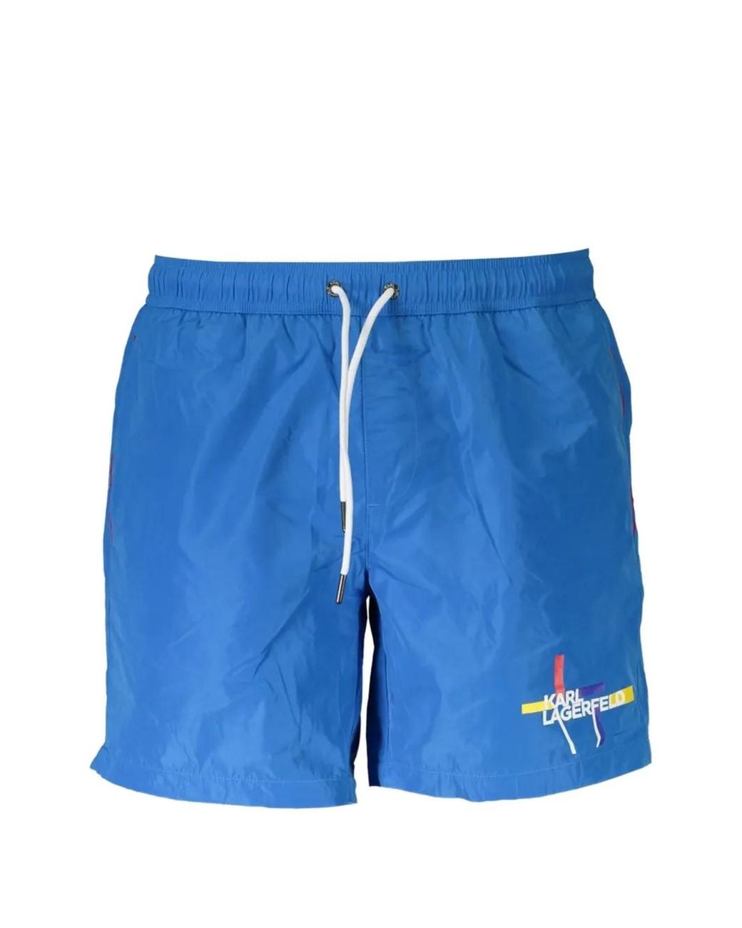 Karl Lagerfeld Blue Logo-Print Drawstring-Fastening Swim Shorts for men