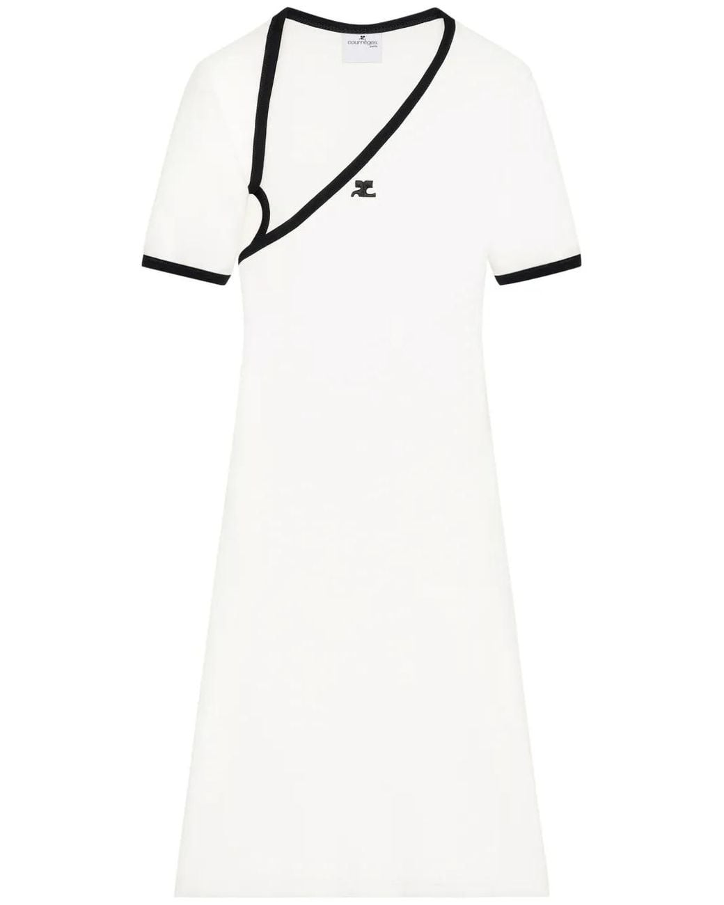 Courreges White Asymmetric-Neck Mini Dress